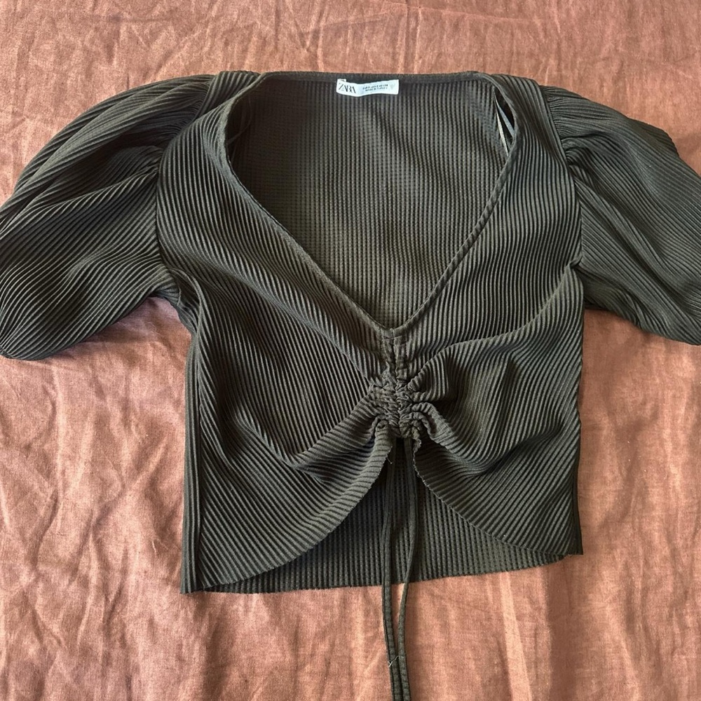 Zara Black Ruched Blouse